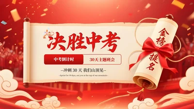 红色系决胜中考课件PPT模板