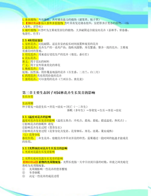 园林花卉学重点