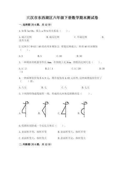 武汉市东西湖区六年级下册数学期末测试卷含答案.docx