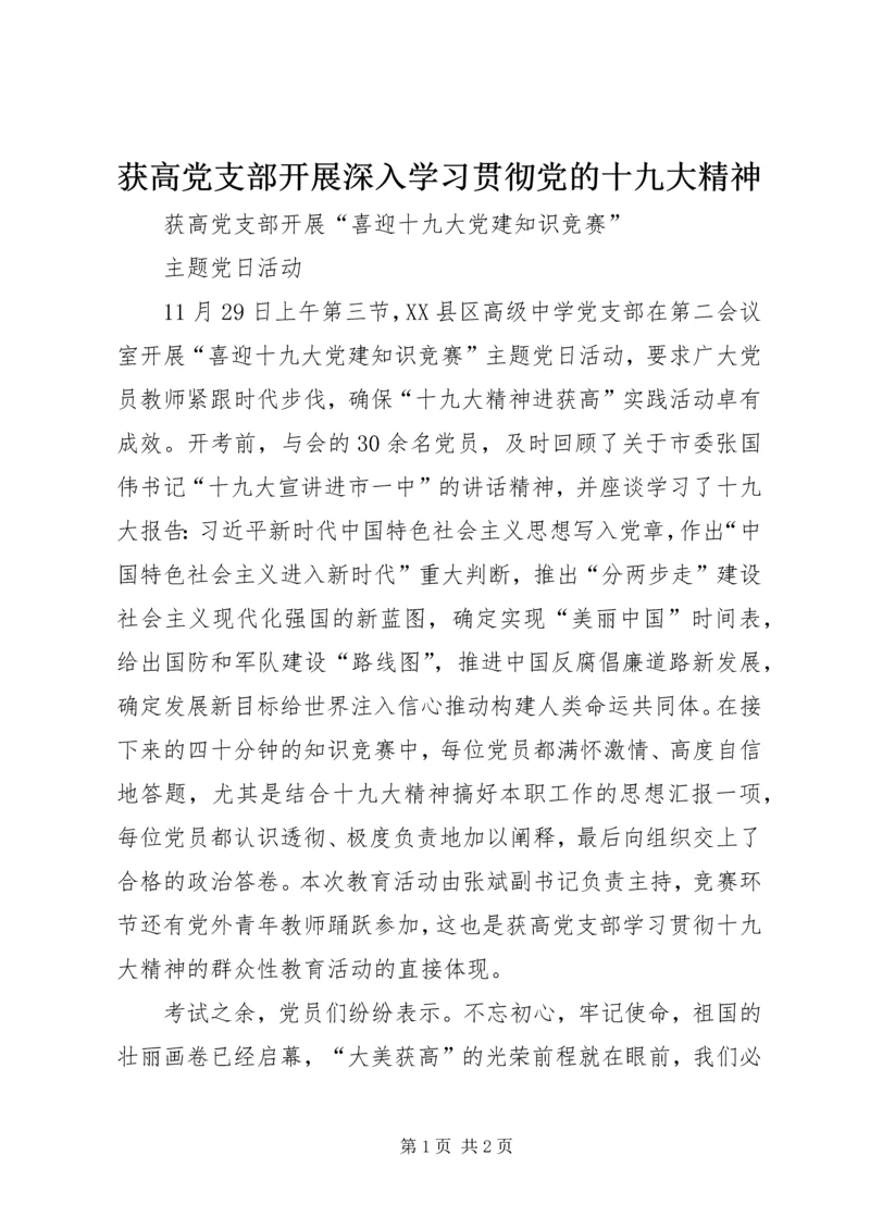 获高党支部开展深入学习贯彻党的十九大精神.docx