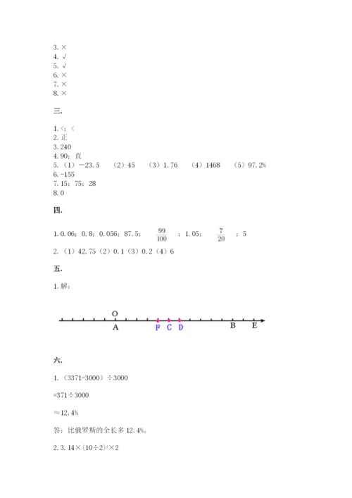 最新人教版小升初数学模拟试卷（名师推荐）.docx