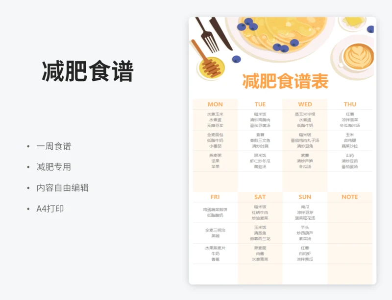 减肥食谱表