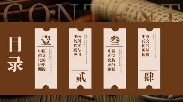 褐色中医药文化传承PPT模板