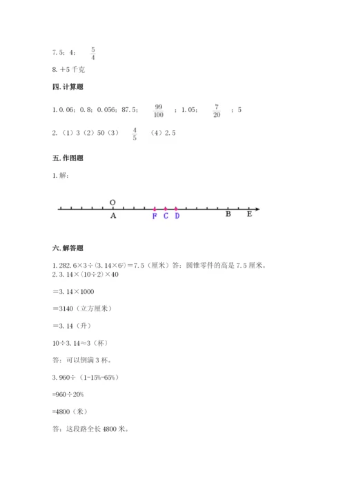 冀教版小学六年级下册数学期末综合素养测试卷【重点】.docx