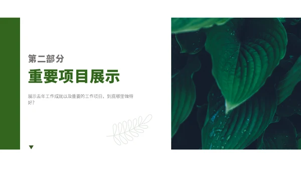 绿叶背景年中汇报总结植物范儿通用PPT模板