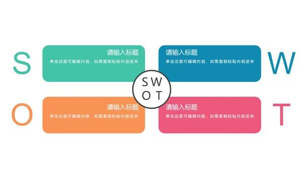 多色SWOT图示PPT模板