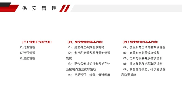 红色微粒体风物业安全管理PPT模版