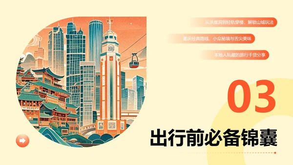 黄色插画风重庆旅游攻略PPT模板