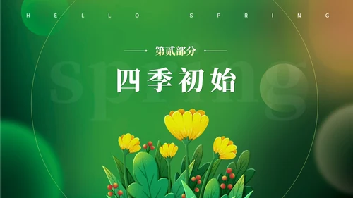 绿色实拍清新你好春天立春通用ppt模板