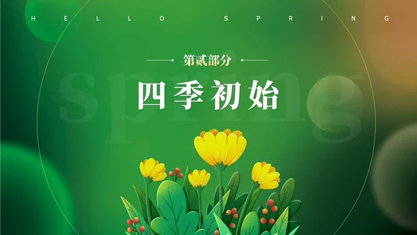 绿色实拍清新你好春天立春通用ppt模板