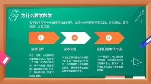 卡通黑板九月开学季初中数学开学第一课PPT模板