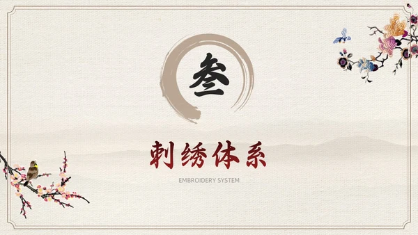 茶色水墨风中国风中国文化刺绣文化介绍模板中国传统文化
