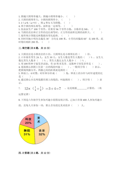 小学六年级上册数学期末测试卷（历年真题）word版.docx