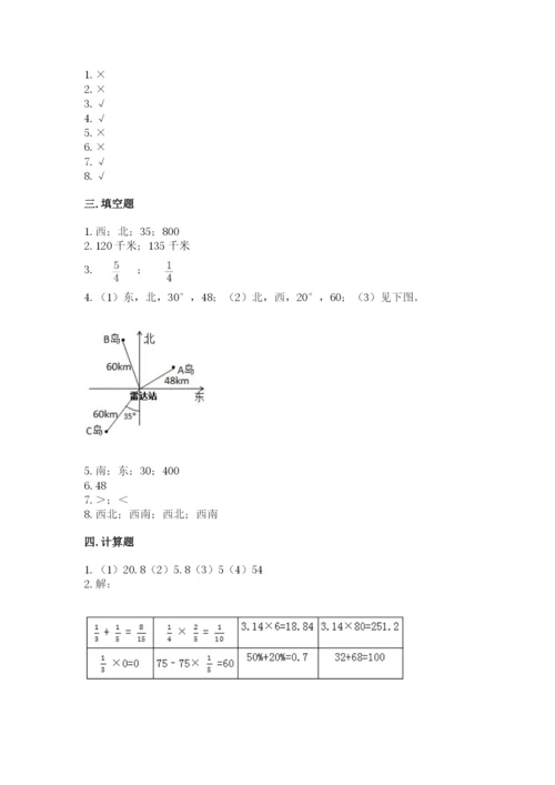 人教版六年级上册数学期中测试卷【网校专用】.docx