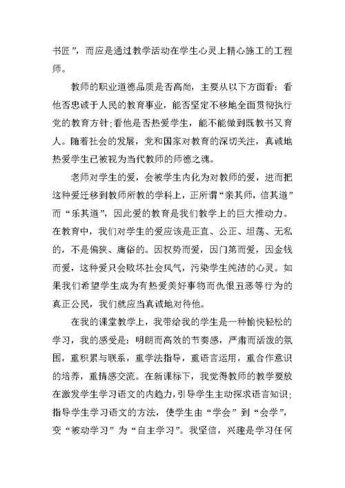 XX年小学新教师述职报告