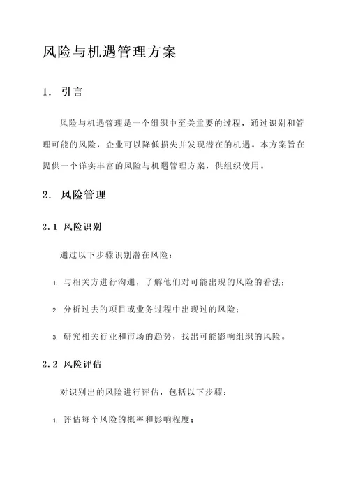 风险与机遇管理方案