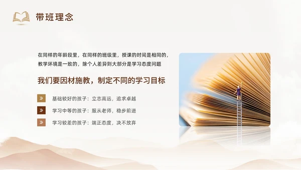 棕色简约大气教师剪影班主任管理班级策略培训交流动态PPT教师培训