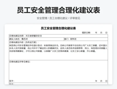 员工安全管理合理化建议表