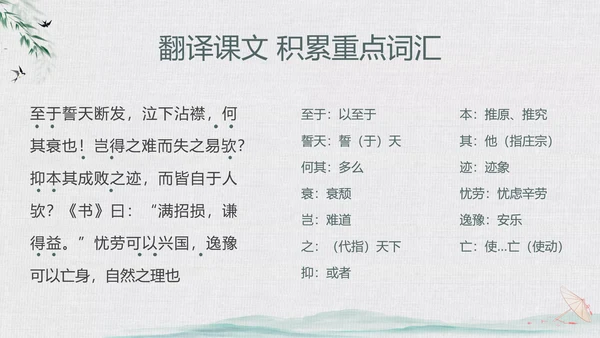 绿色中国风水墨风五代史伶官传序PPT课件