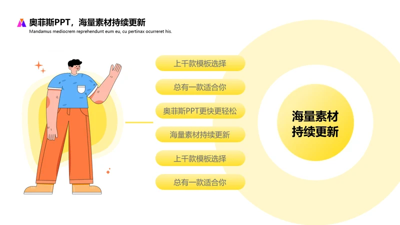 黄色扁平风通用并列关系PPT