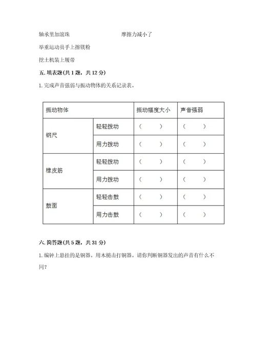 教科版四年级上册科学期末测试卷含答案（实用）