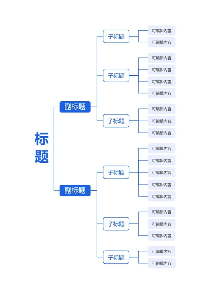 思维导图-彩色简约矩形竖版word模板