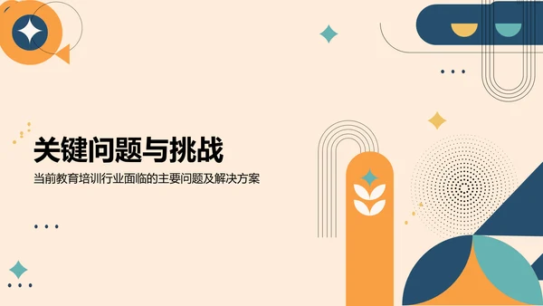 橙色扁平风教育培训行业年终总结PPT模板