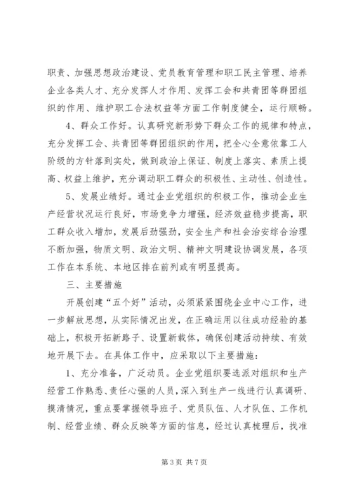 企业党组织中开展创建五个好活动的意见.docx
