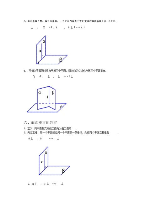 立体几何中有关平行、垂直常用的判定方法