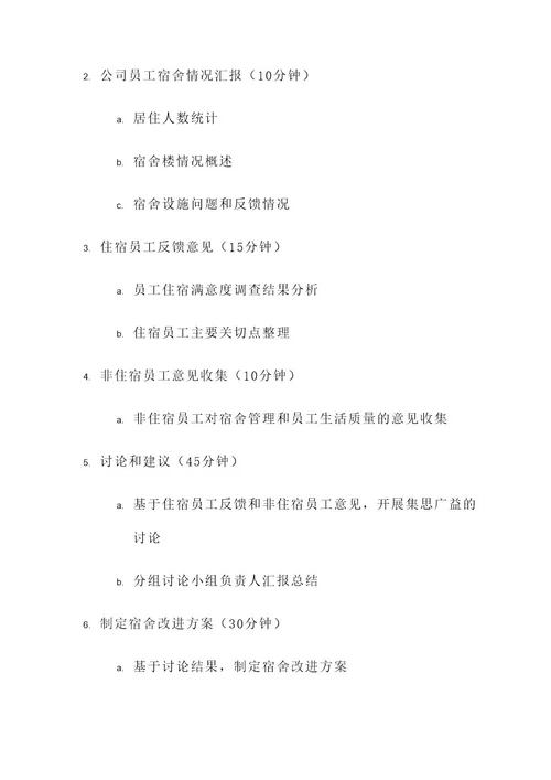 公司员工宿舍座谈会方案