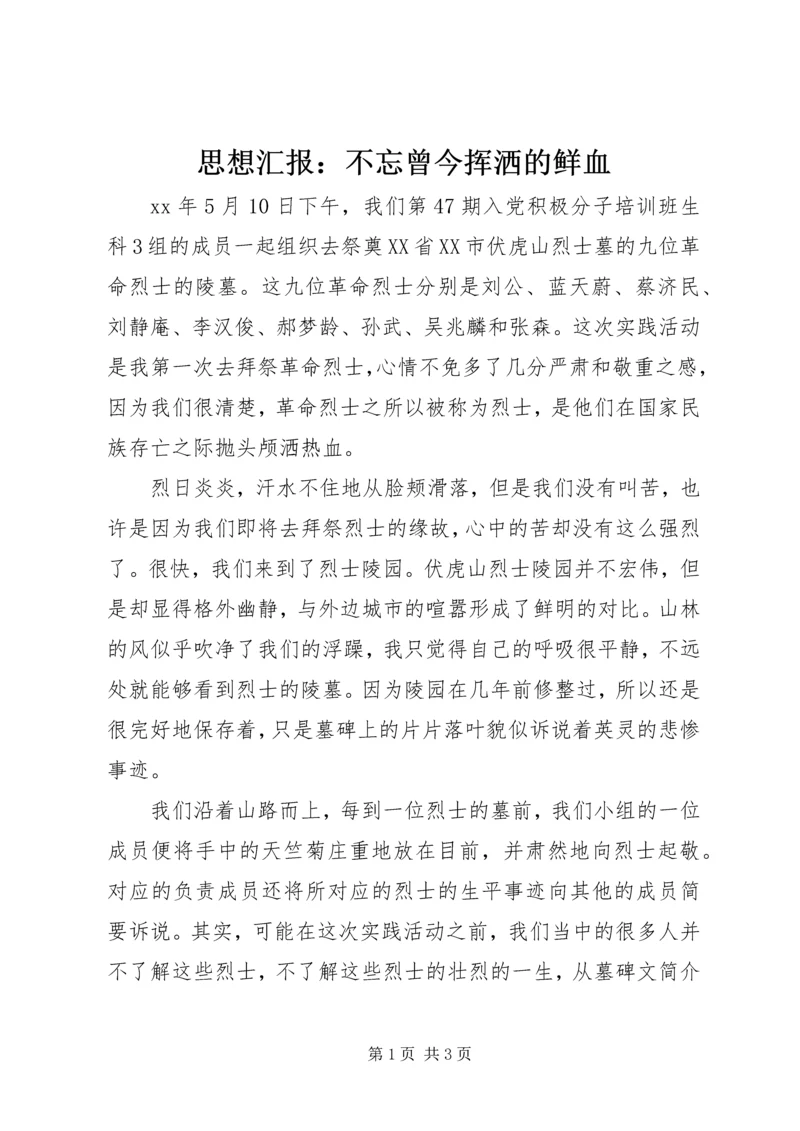 思想汇报：不忘曾今挥洒的鲜血 (2).docx