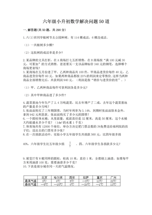 六年级小升初数学解决问题50道精选.docx