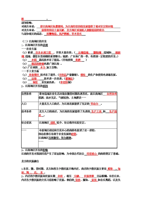 八上历史与社会复习提纲答案