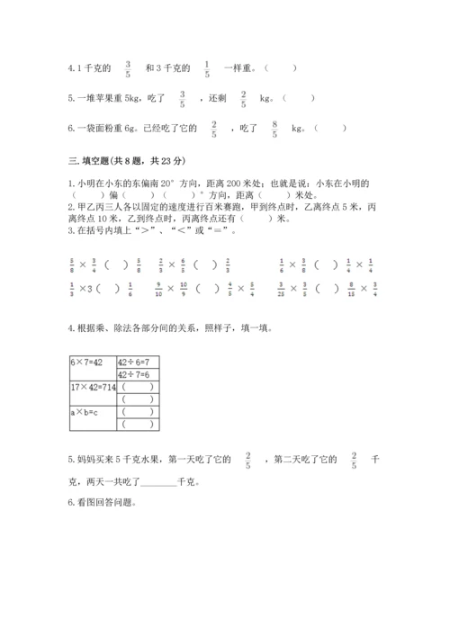 人教版六年级上册数学 期中测试卷有完整答案.docx