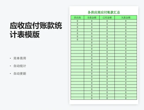 应收应付账款统计表模版