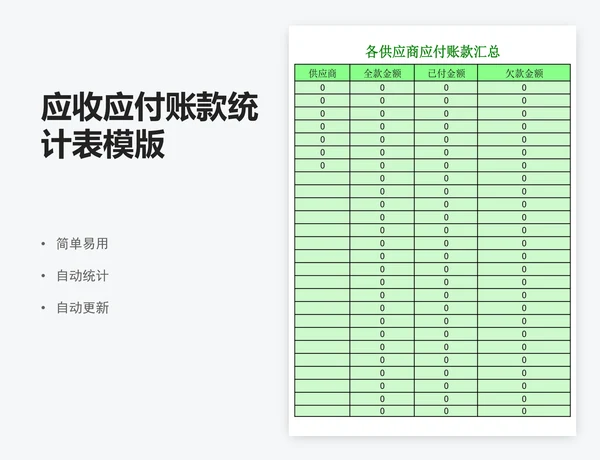 应收应付账款统计表模版