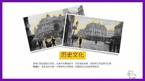 可爱简约时尚法国旅游攻略PPT模板