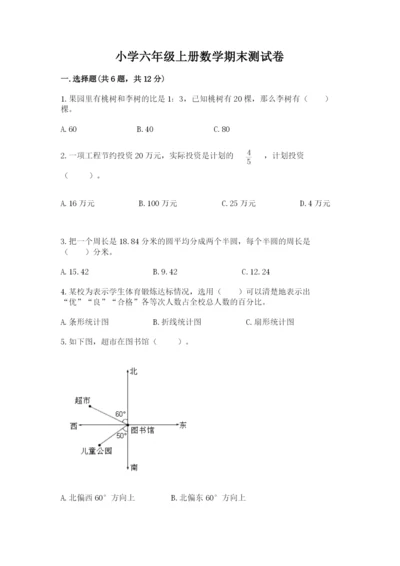 小学六年级上册数学期末测试卷及参考答案【综合题】.docx