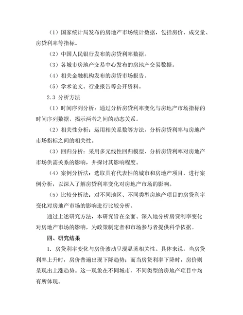 房贷利率变化对房地产市场的影响