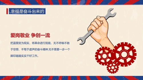 怀旧复古风国际五一劳动节班会PPT课件