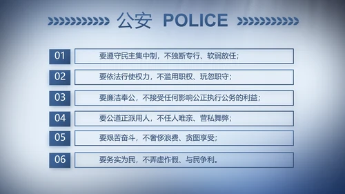 蓝色大气公安警察演讲动态PPT模板