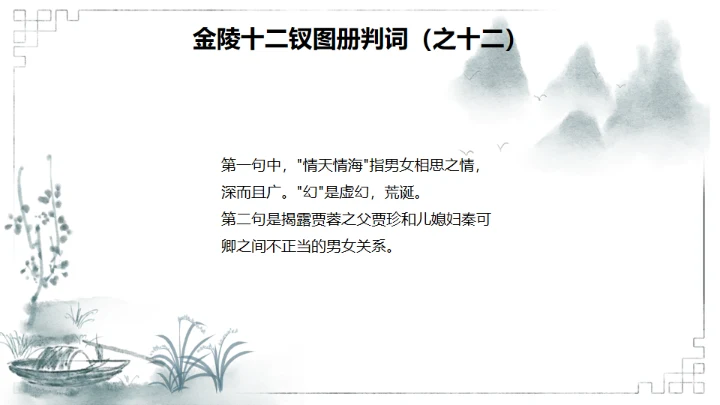红楼梦金陵十二钗判词赏析通用PPT模板