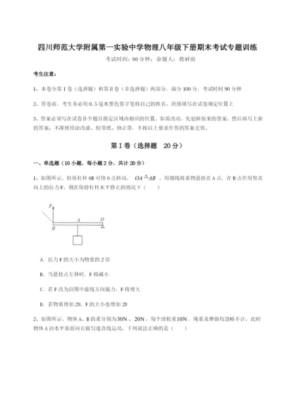 基础强化四川师范大学附属第一实验中学物理八年级下册期末考试专题训练试题（含答案及解析）.docx