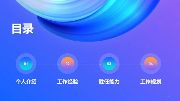 蓝色渐变创意流体教育培训竞聘述职PPT