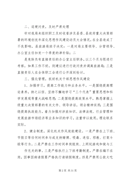 落实全县环境创优年深化思想作风建设动员会情况汇报.docx