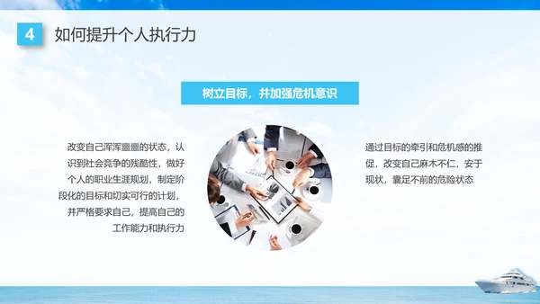 蓝色商务高效执行赢得先机如何提高执行力企业培训PPT课件