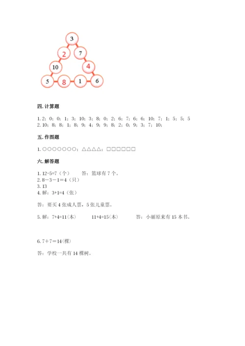 小学一年级上册数学期末测试卷带答案（轻巧夺冠）.docx