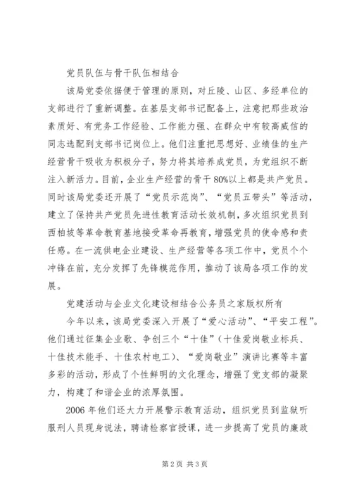电力局加强党建促发展经验材料.docx