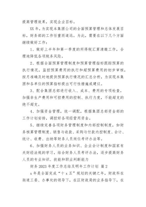 财务2023年度工作总结及明年工作计划.docx
