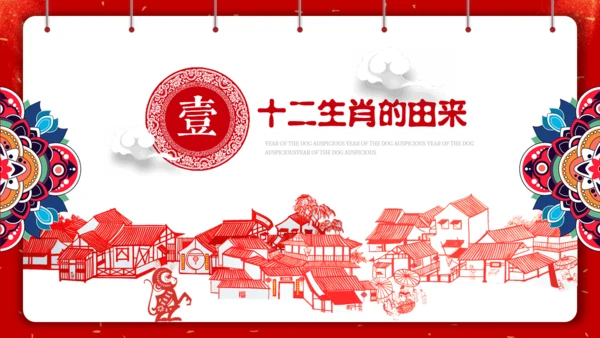 剪纸中国风十二生肖中国传统文化通用PPT模板